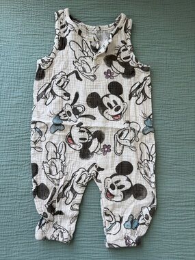 Disney White Mickey & Friends Printed Muslin One-Piece